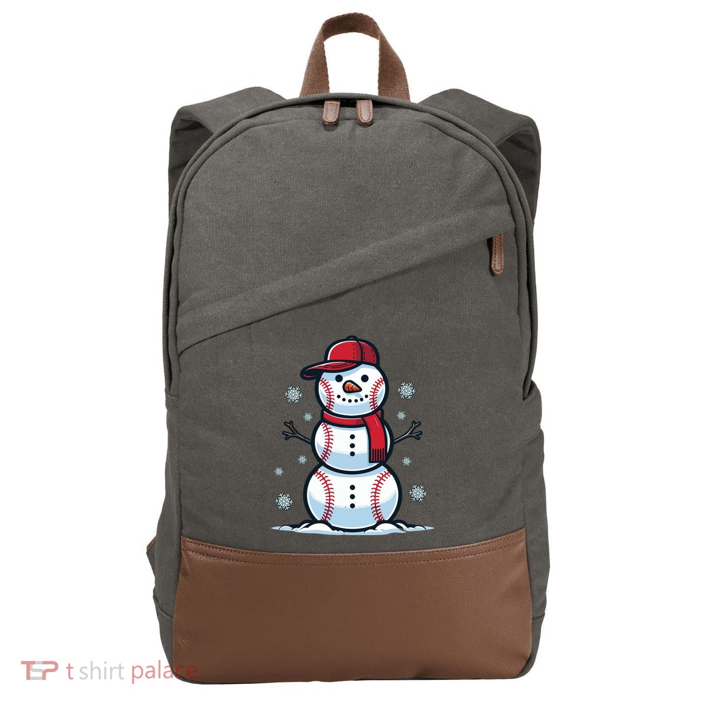 Baseball Snowman Cotton Canvas Backpack