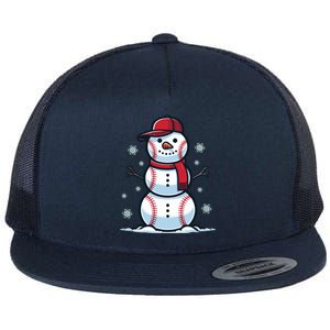 Baseball Snowman Flat Bill Trucker Hat