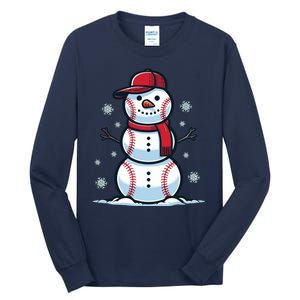 Baseball Snowman Tall Long Sleeve T-Shirt