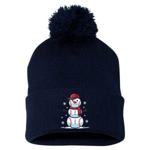 Baseball Snowman Pom Pom 12in Knit Beanie