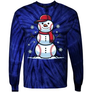 Baseball Snowman Tie-Dye Long Sleeve Shirt