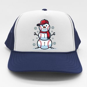 Baseball Snowman Trucker Hat