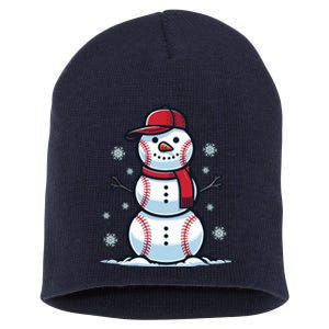 Baseball Snowman Short Acrylic Beanie