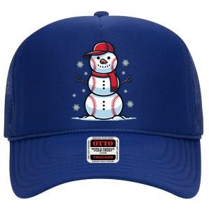 Baseball Snowman High Crown Mesh Back Trucker Hat