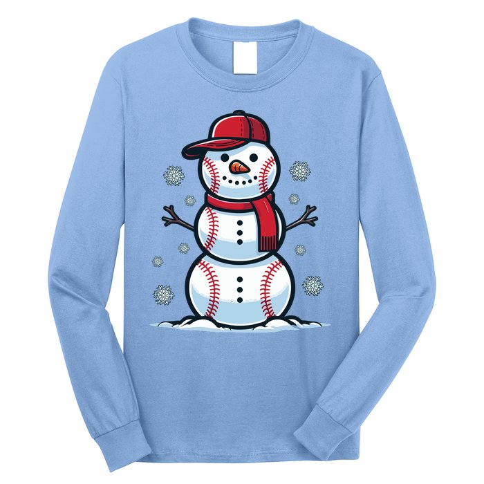 Baseball Snowman Long Sleeve Shirt