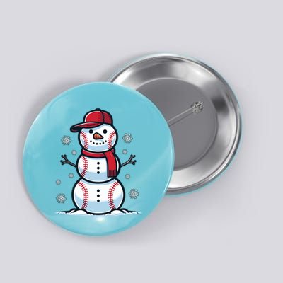 Baseball Snowman Button
