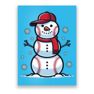 Baseball Snowman Poster