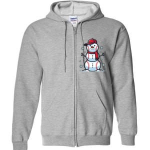 Baseball Snowman Full Zip Hoodie