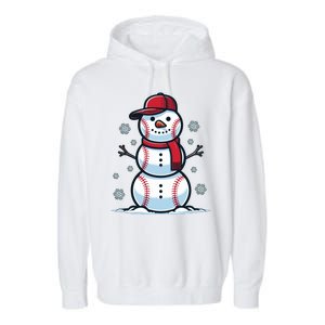 Baseball Snowman Garment-Dyed Fleece Hoodie