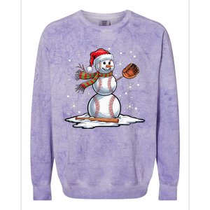 Baseball Snowman Baseball Player Santa Hat Christmas Funny Colorblast Crewneck Sweatshirt