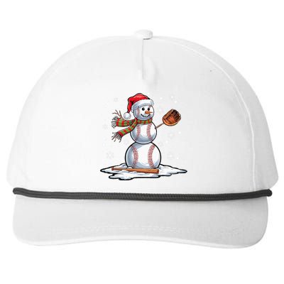 Baseball Snowman Baseball Player Santa Hat Christmas Funny Snapback Five-Panel Rope Hat