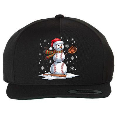 Baseball Snowman Baseball Player Santa Hat Christmas Funny Wool Snapback Cap