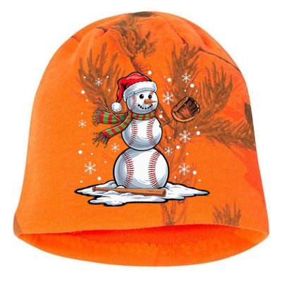 Baseball Snowman Baseball Player Santa Hat Christmas Funny Kati - Camo Knit Beanie