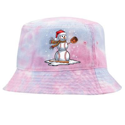 Baseball Snowman Baseball Player Santa Hat Christmas Funny Tie-Dyed Bucket Hat