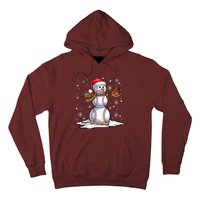 Baseball Snowman Baseball Player Santa Hat Christmas Funny Hoodie