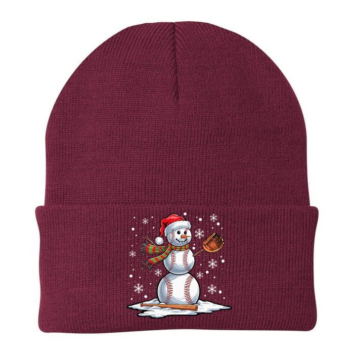 Baseball Snowman Baseball Player Santa Hat Christmas Funny Knit Cap Winter Beanie