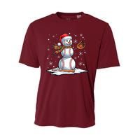 Baseball Snowman Baseball Player Santa Hat Christmas Funny Performance Sprint T-Shirt