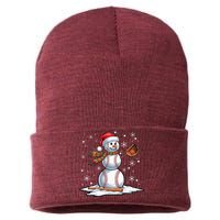 Baseball Snowman Baseball Player Santa Hat Christmas Funny Sustainable Knit Beanie