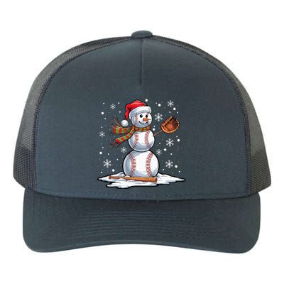 Baseball Snowman Baseball Player Santa Hat Christmas Funny Yupoong Adult 5-Panel Trucker Hat