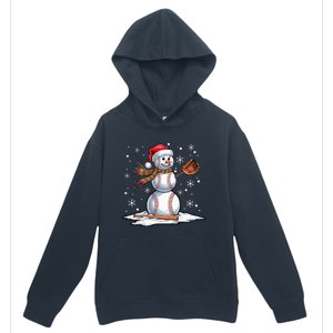 Baseball Snowman Baseball Player Santa Hat Christmas Funny Urban Pullover Hoodie