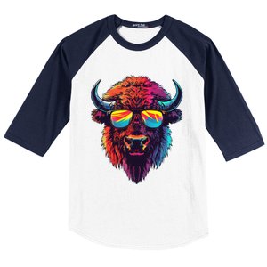 Bison Sunglasses Baseball Sleeve Shirt