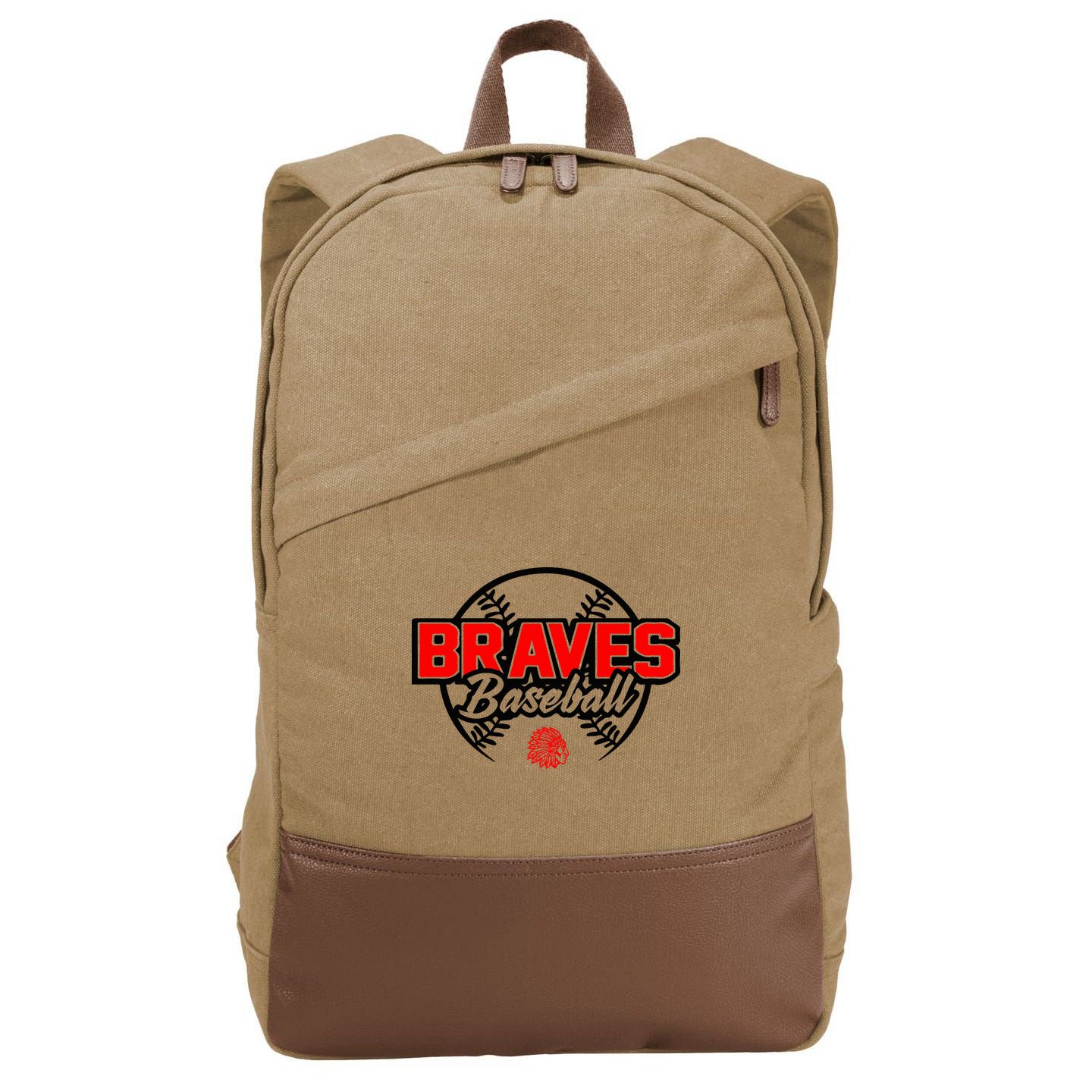 Baseball Sport Braves Baseball Cotton Canvas Backpack