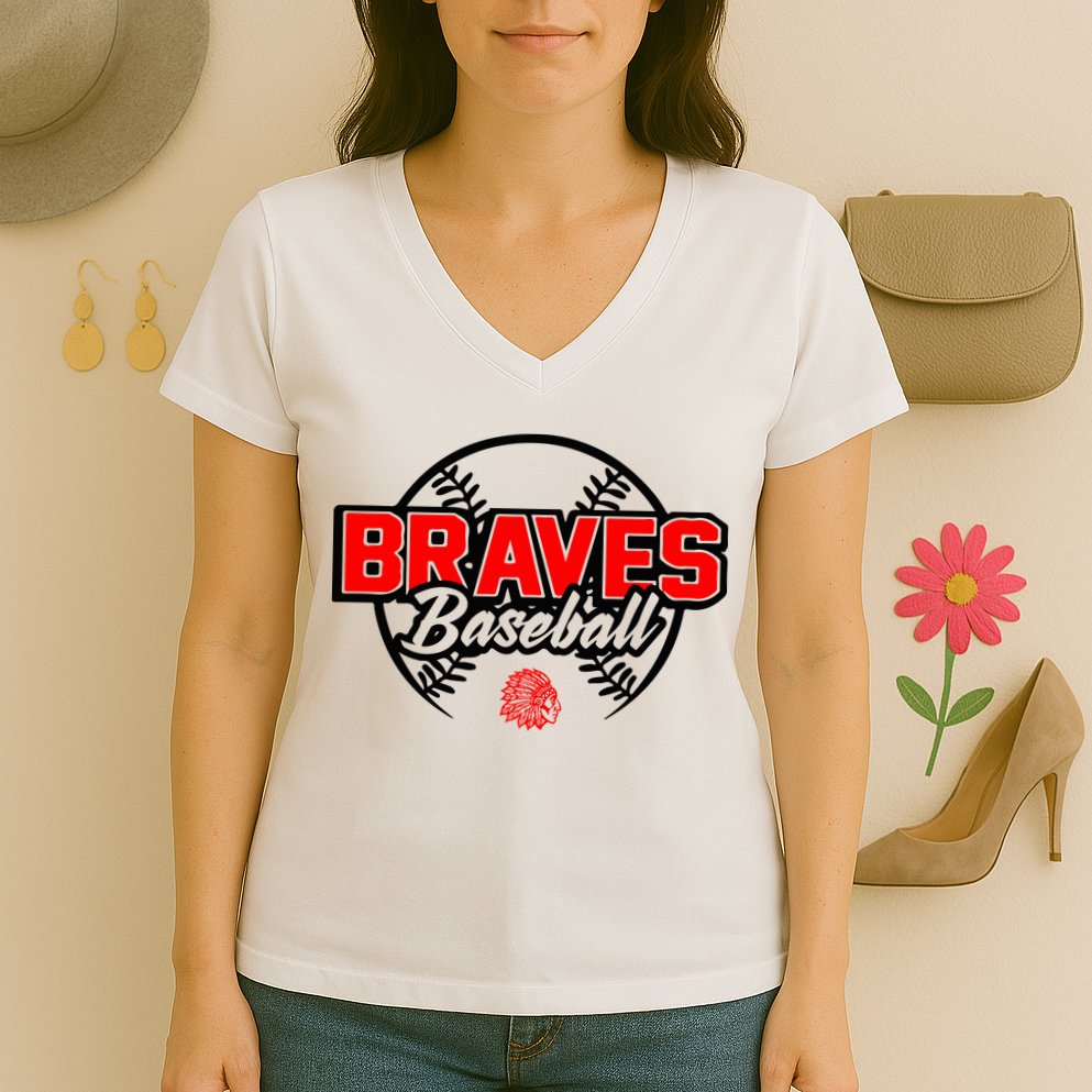 Baseball Sport Braves Baseball Women's V-Neck T-Shirt