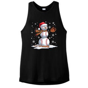 Baseball Snowman Baseball Player Santa Hat Christmas Funny Ladies PosiCharge Tri-Blend Wicking Tank