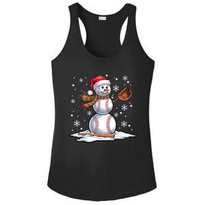 Baseball Snowman Baseball Player Santa Hat Christmas Funny Ladies PosiCharge Competitor Racerback Tank