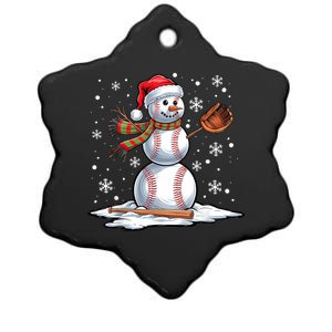 Baseball Snowman Baseball Player Santa Hat Christmas Funny Ceramic Star Ornament