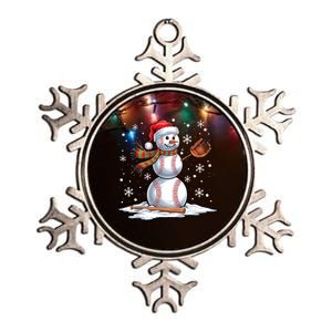 Baseball Snowman Baseball Player Santa Hat Christmas Funny Metallic Star Ornament