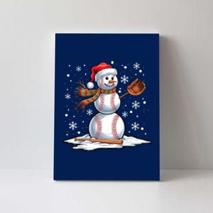 Baseball Snowman Baseball Player Santa Hat Christmas Funny Canvas