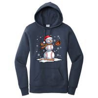 Baseball Snowman Baseball Player Santa Hat Christmas Funny Women's Pullover Hoodie