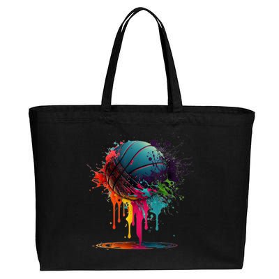 Basketball Splash Baller Team Player Basketball Player Cotton Canvas Jumbo Tote