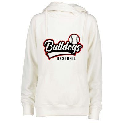 Baseball Sport Bulldog Baseball Womens Funnel Neck Pullover Hood