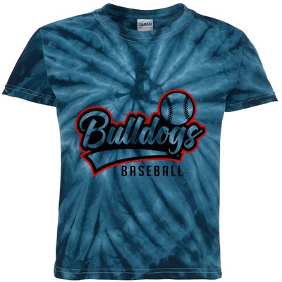 Baseball Sport Bulldog Baseball Kids Tie-Dye T-Shirt