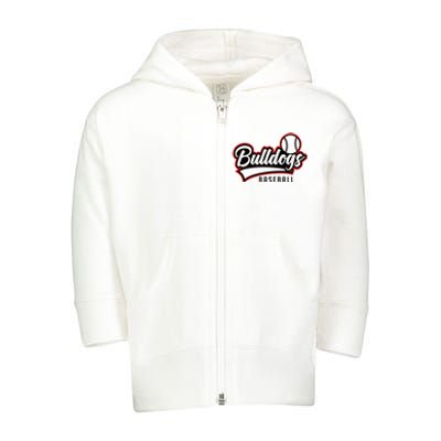 Baseball Sport Bulldog Baseball Toddler Zip Fleece Hoodie