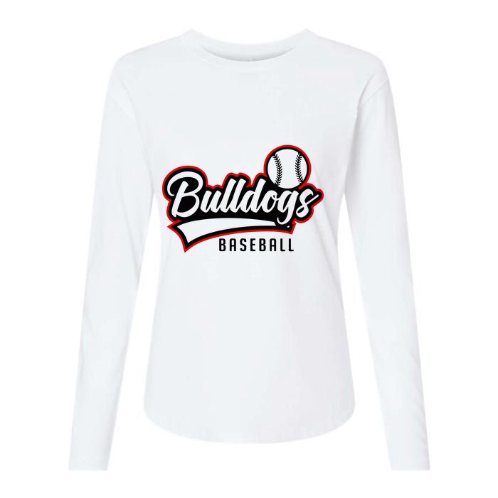 Baseball Sport Bulldog Baseball Womens Cotton Relaxed Long Sleeve T-Shirt