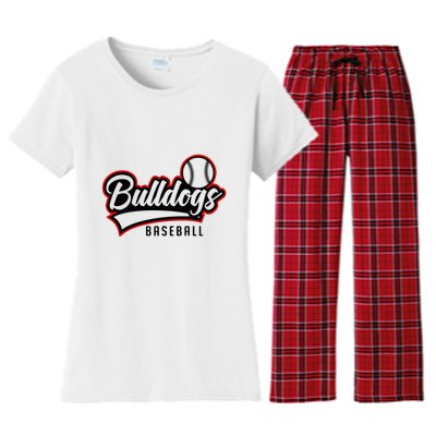 Baseball Sport Bulldog Baseball Women's Flannel Pajama Set