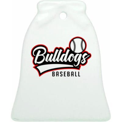 Baseball Sport Bulldog Baseball Ceramic Bell Ornament