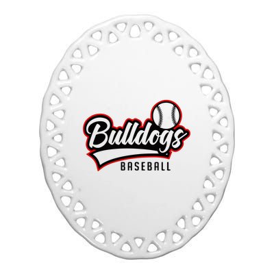 Baseball Sport Bulldog Baseball Ceramic Oval Ornament