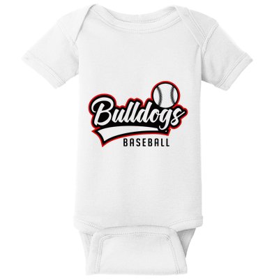 Baseball Sport Bulldog Baseball Baby Bodysuit