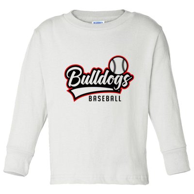 Baseball Sport Bulldog Baseball Toddler Long Sleeve Shirt