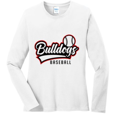 Baseball Sport Bulldog Baseball Ladies Long Sleeve Shirt