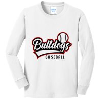 Baseball Sport Bulldog Baseball Kids Long Sleeve Shirt