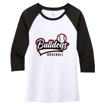 Baseball Sport Bulldog Baseball Women's Tri-Blend 3/4-Sleeve Raglan Shirt