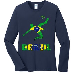 Brazil Soccer Brazilian Football Player Brasileiro Player Ladies Long Sleeve Shirt