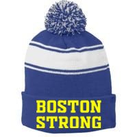 BOSTON STRONG Stripe Pom Pom Beanie