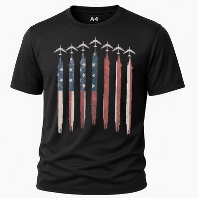 B-52 Stratofortress Bomber Airplane USA Patriotic Flag Cooling Performance Crew T-Shirt