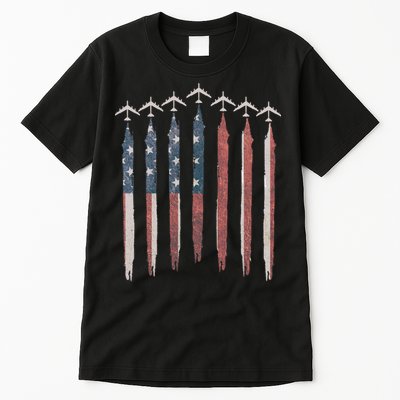 B-52 Stratofortress Bomber Airplane USA Patriotic Flag Tall T-Shirt